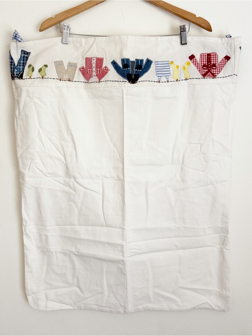 Pottery Barn Kids Clothesline Hamper Liner Laundry Bag Cotton Gingham NWOT New